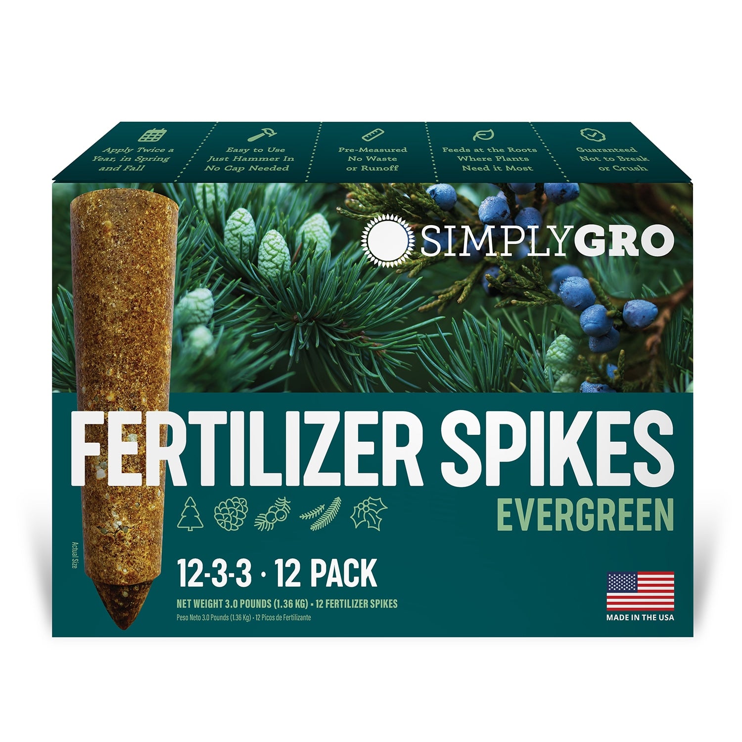 easy green plant fertilizer SimplyGro Fertilizer Spikes for Evergreen Trees & Shrubs 12 Spikes