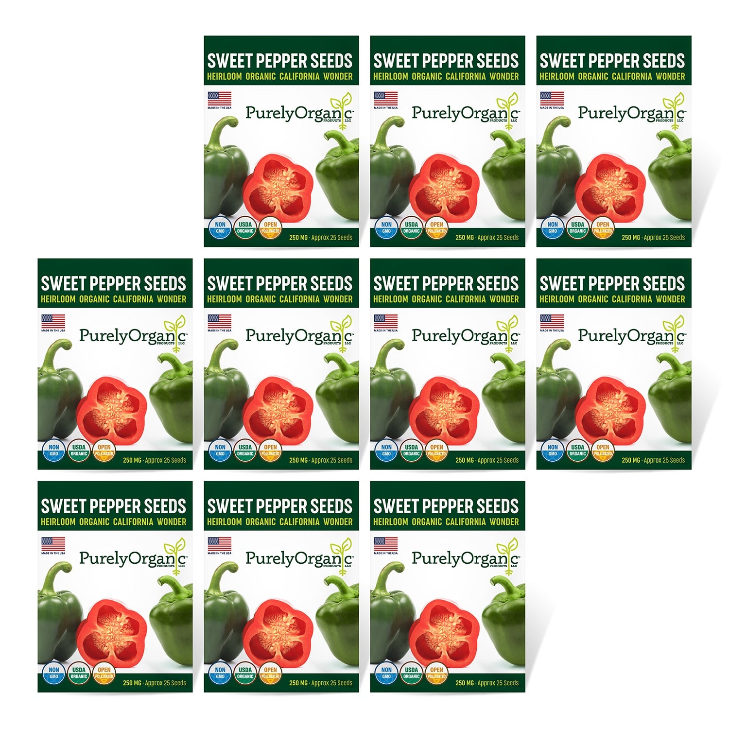 Purely Organic California Wonder Sweet Pepper Seeds - USDA Organic