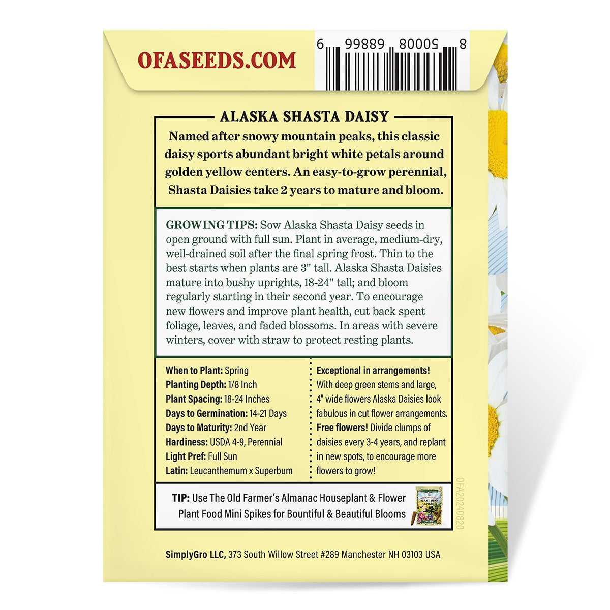 The Old Farmer's Almanac Shasta Alaska Daisy Seeds