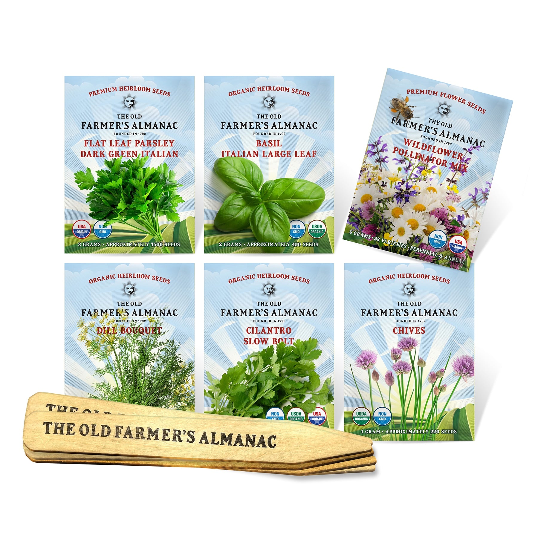 starter vegetable garden seeds The Old Farmer's Almanac Heirloom Herb Garden Starter Kit with Wooden Plant Markers, 6 Seed Packets, Over 3000 Seeds