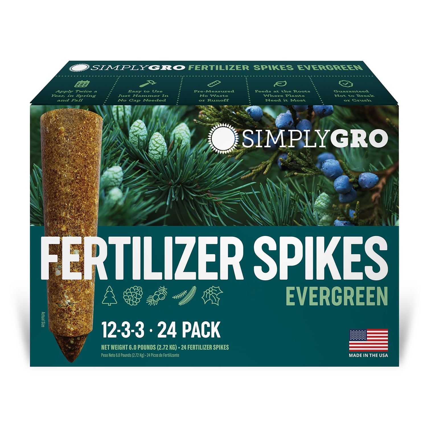 fertilizer for evergreens plants SimplyGro Fertilizer Spikes for Evergreen Trees & Shrubs 24 Spikes