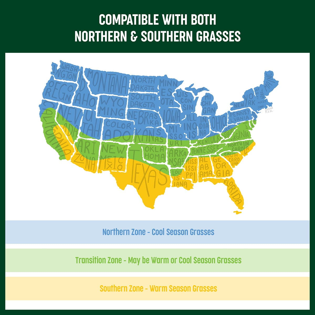 Picture of US Map showing what states are in what growing zone 