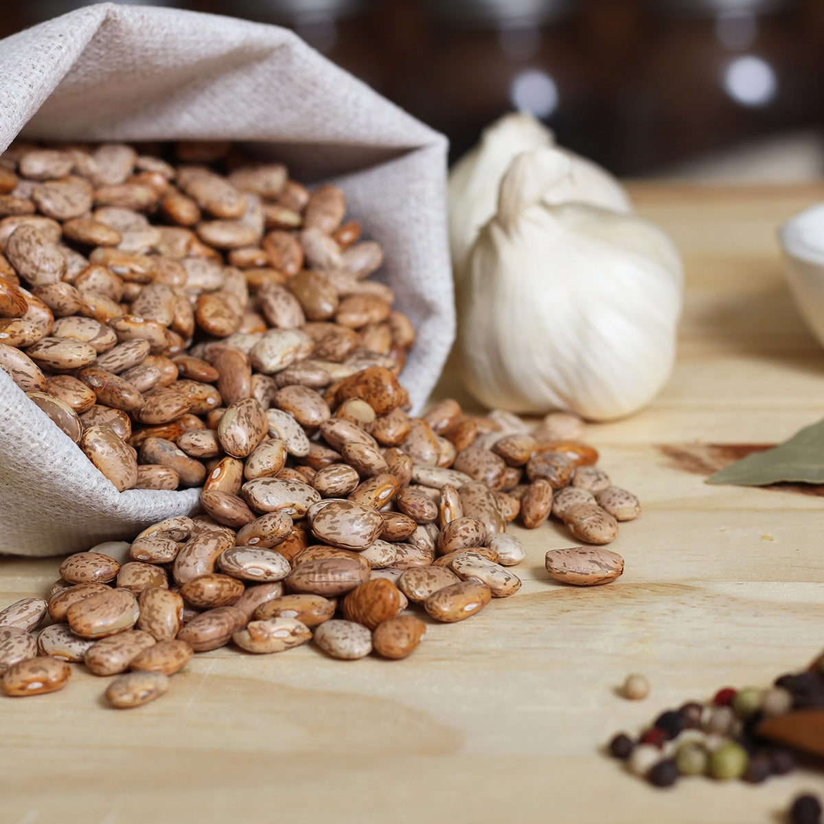 Dried Pinto Beans on a counter