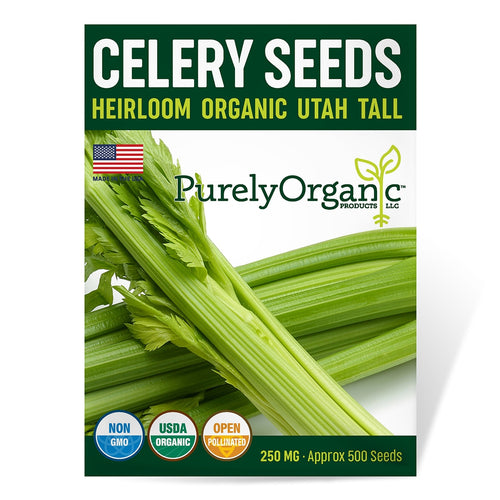 organic celery seeds for planting Purely Organic Utah Tall Celery Seeds - USDA Organic 5 Packets (1.25 Grams