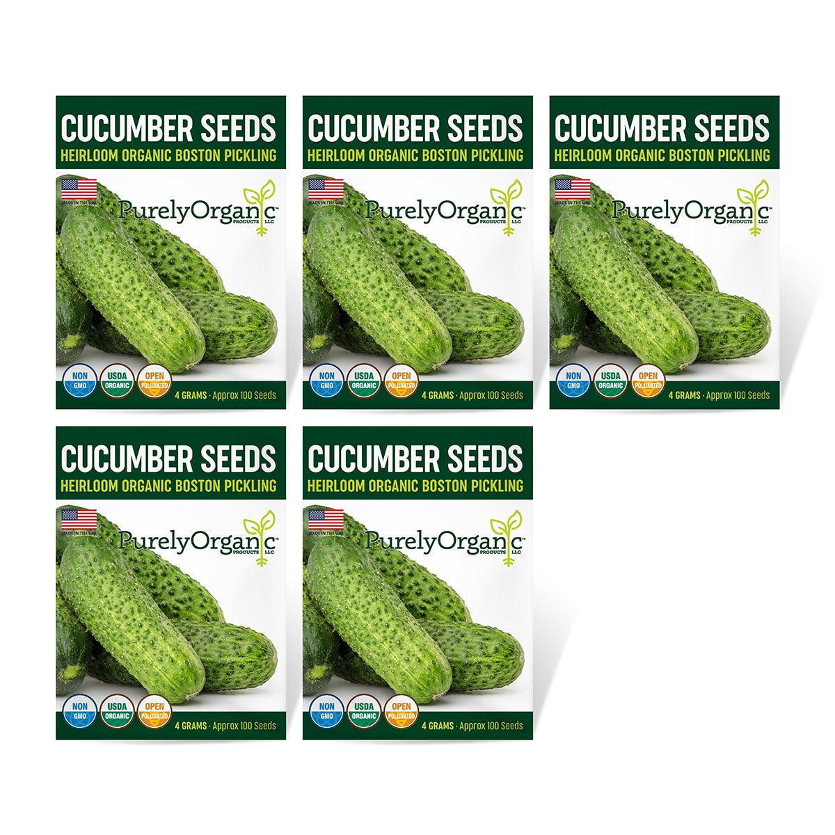 5 Pack of Purely Organic Products Cucumbers 