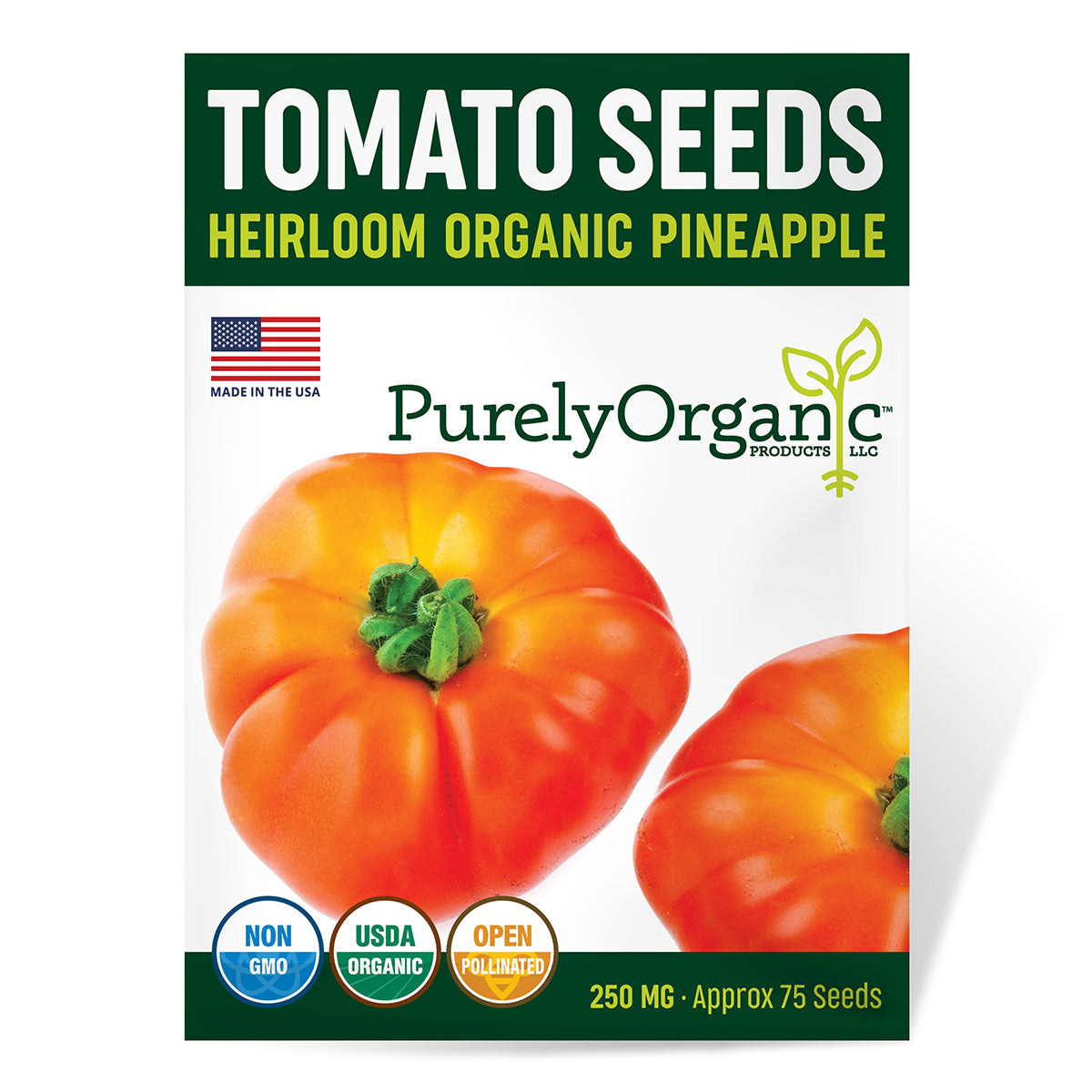 Purely Organic Pineapple Tomato Seeds USDA Organic, NonGMO, Open Po