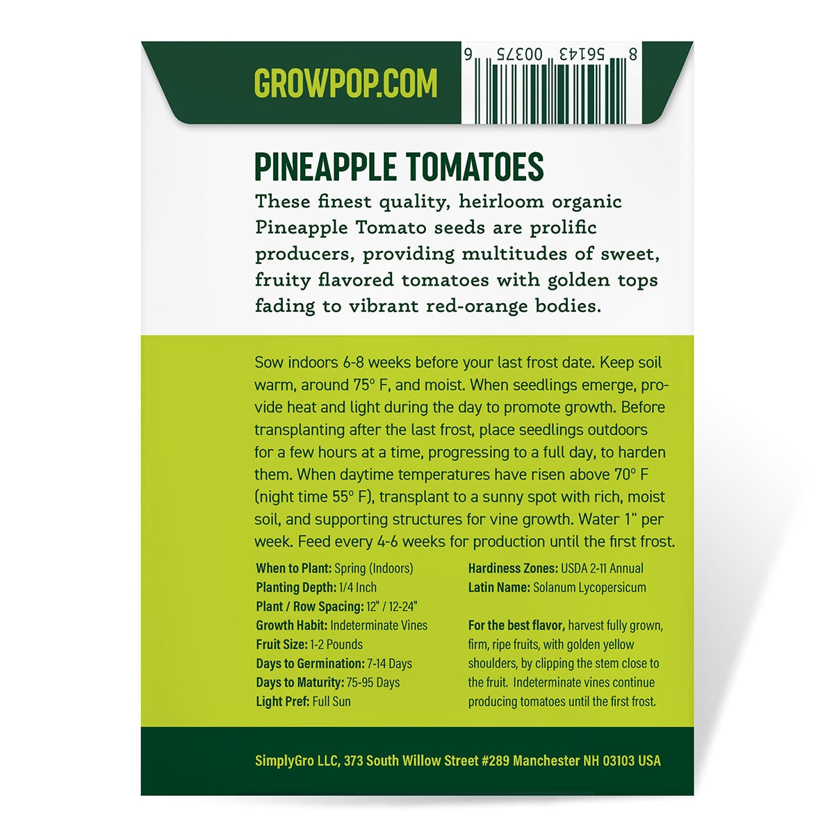 Back View of a Package of Purely Organic Products Seeds