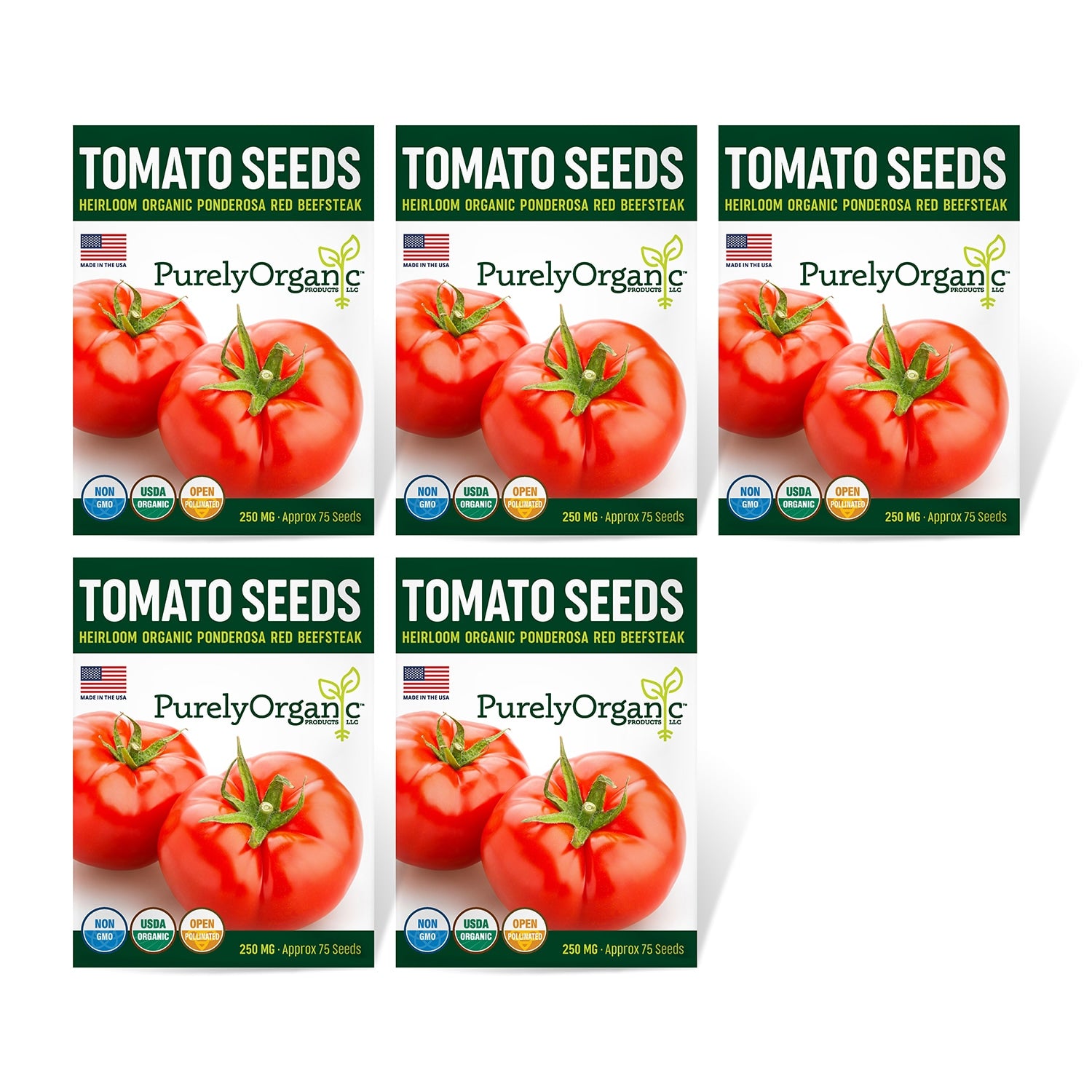 tomato seeds rosada Purely Organic Ponderosa Red BeefSteak Tomato Seeds - USDA Organic 10 Packets (2.50 Grams