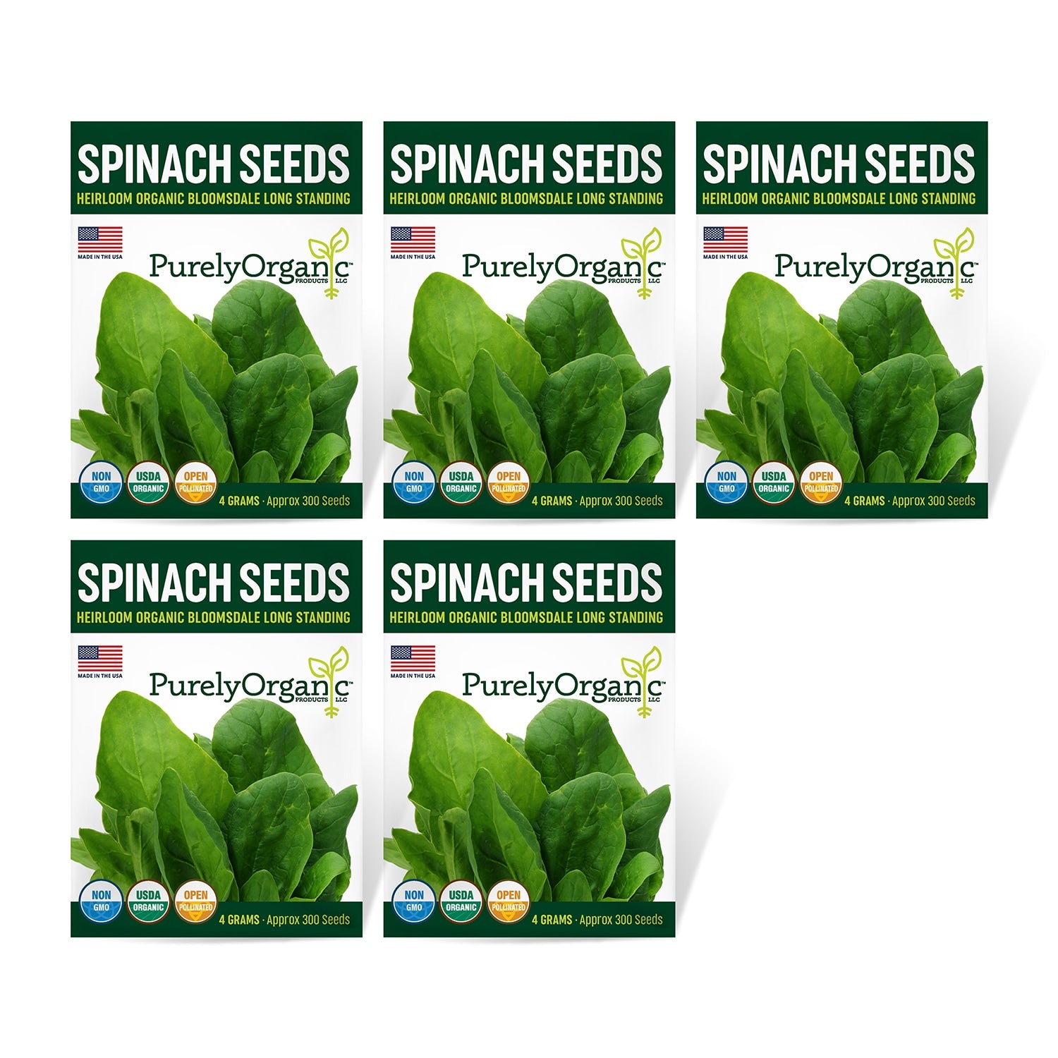 5 Pack of Purely Organic Products Spinach