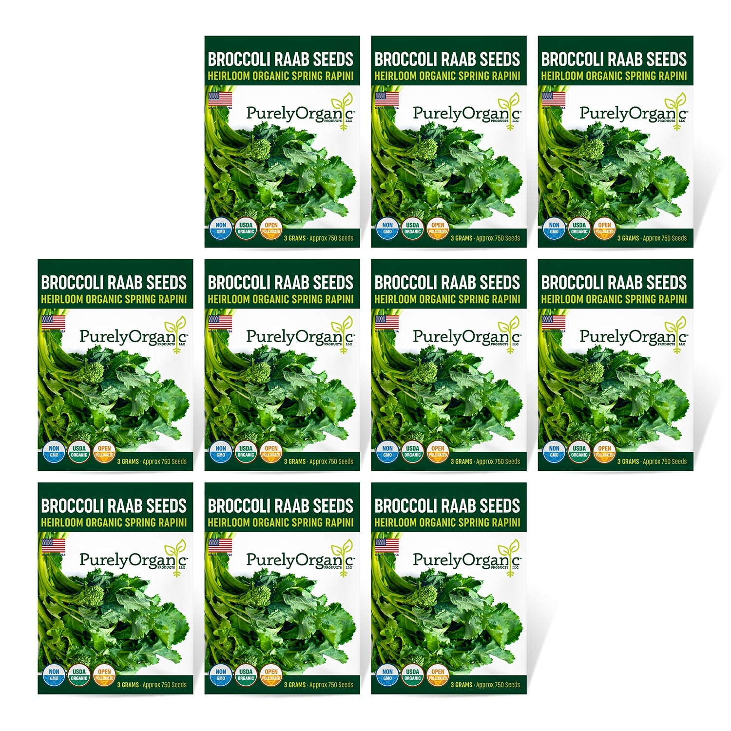 10 Pack of Purely Organic Products Broccoli Raab