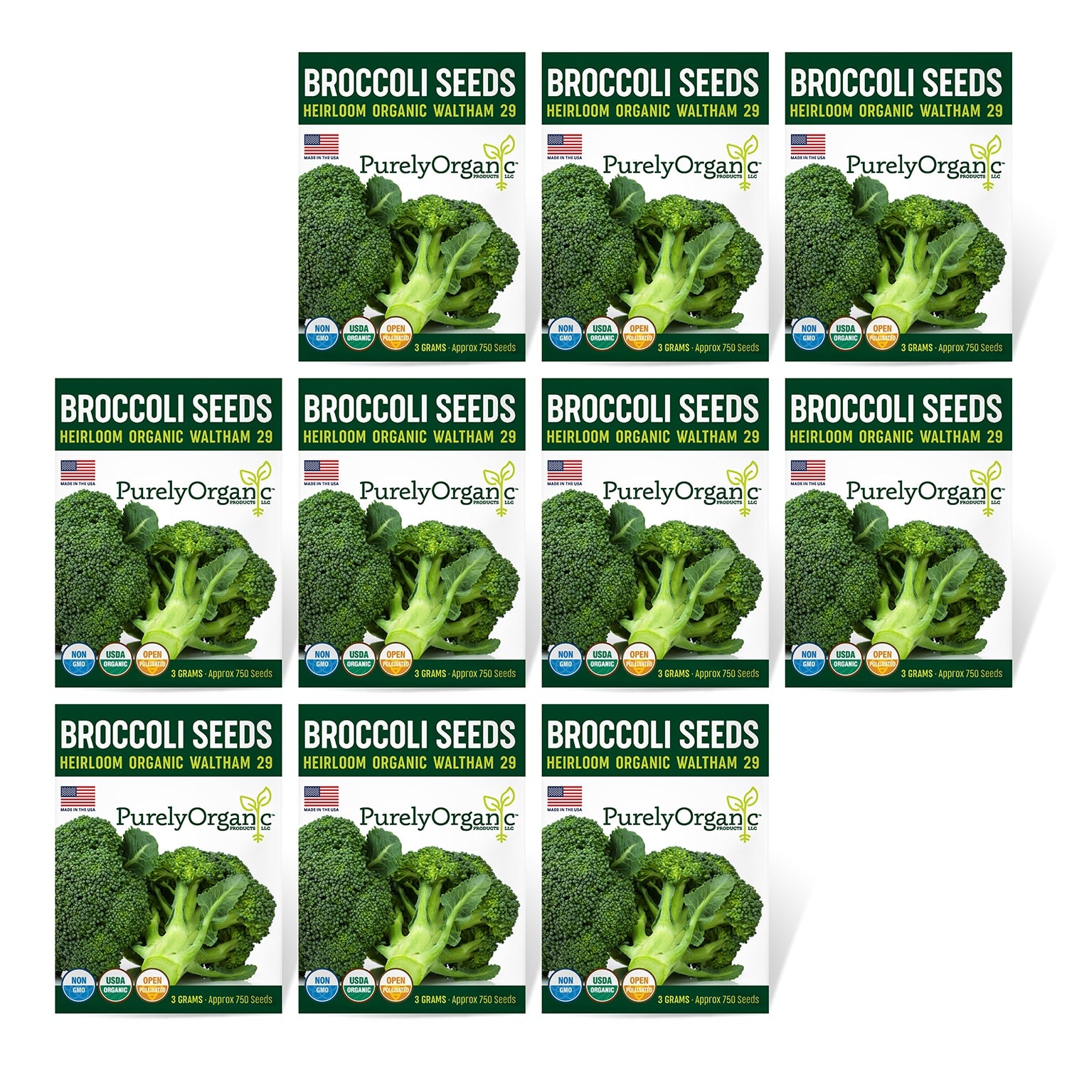 10 Pack of Purely Organic Products 
Broccoli
