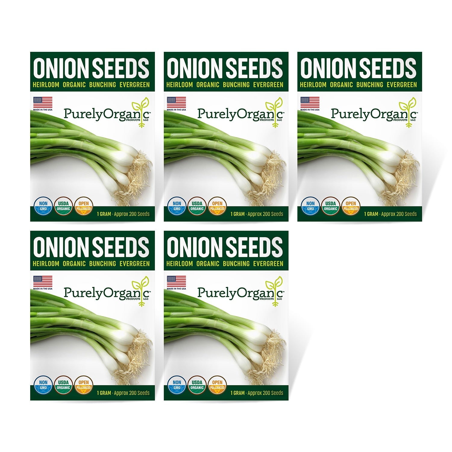 5 Pack of Purely Organic Products Bunching Evergreen Onions