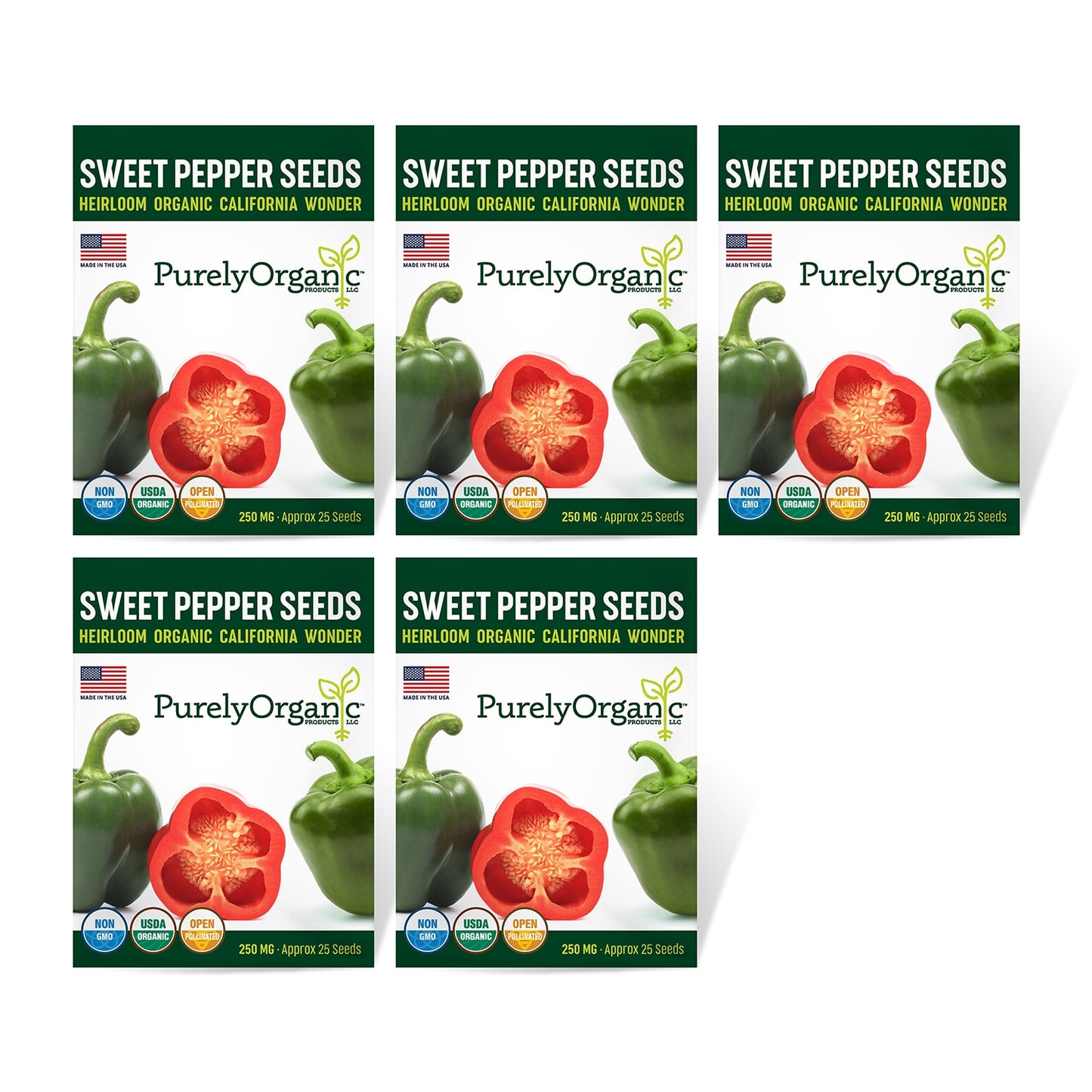Purely Organic California Wonder Sweet Pepper Seeds - USDA Organic