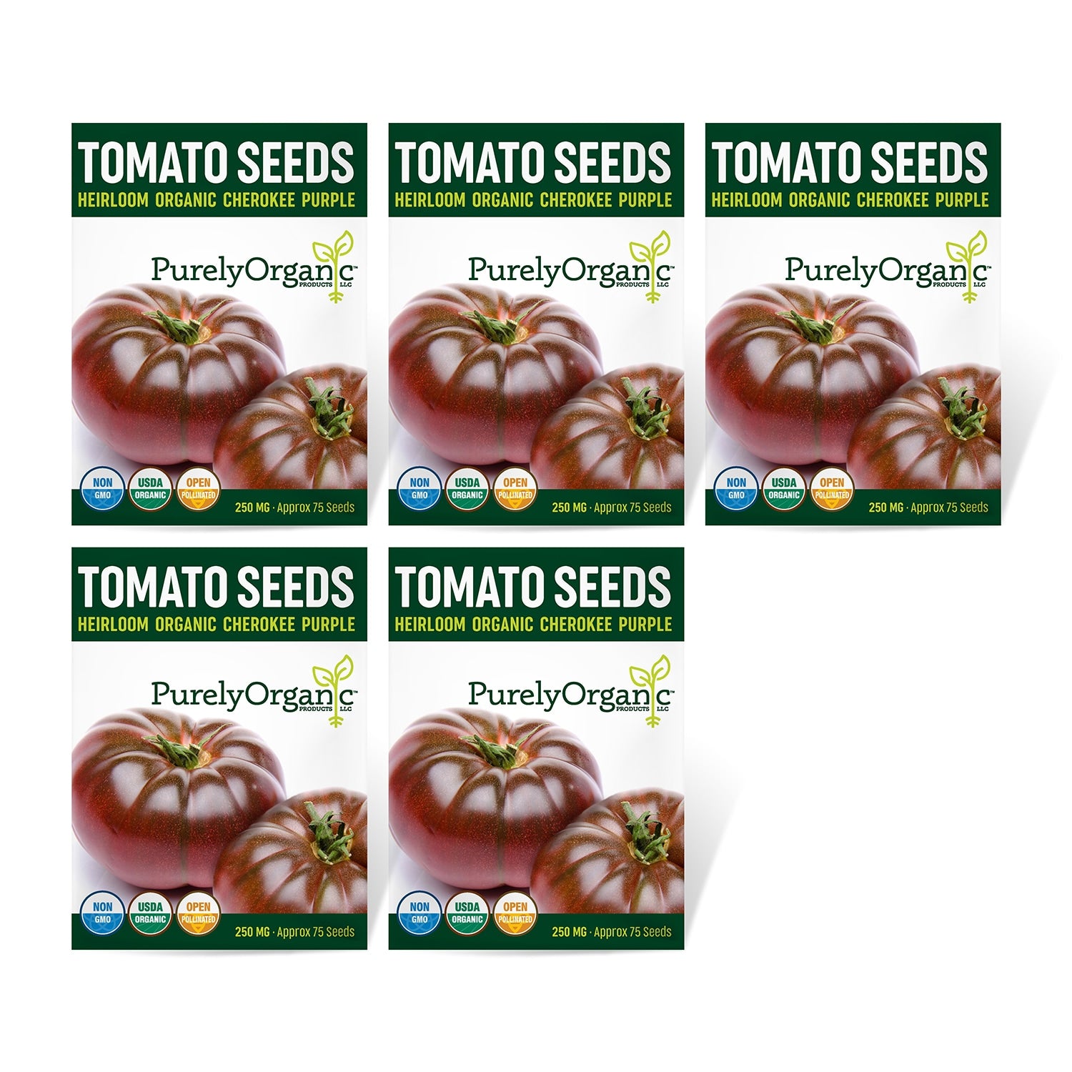 5 Packets of USDA Organic Cherokee Purple Tomato Seeds