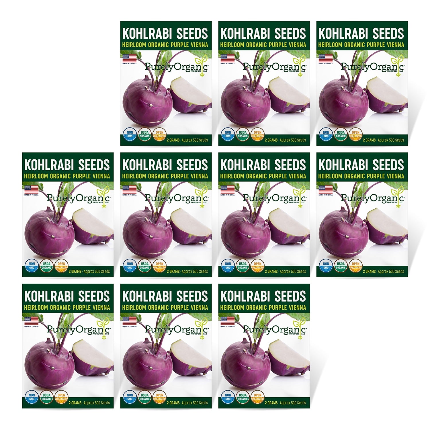 10 Pack of Purely Organic Products Kohlrabi Seeds 