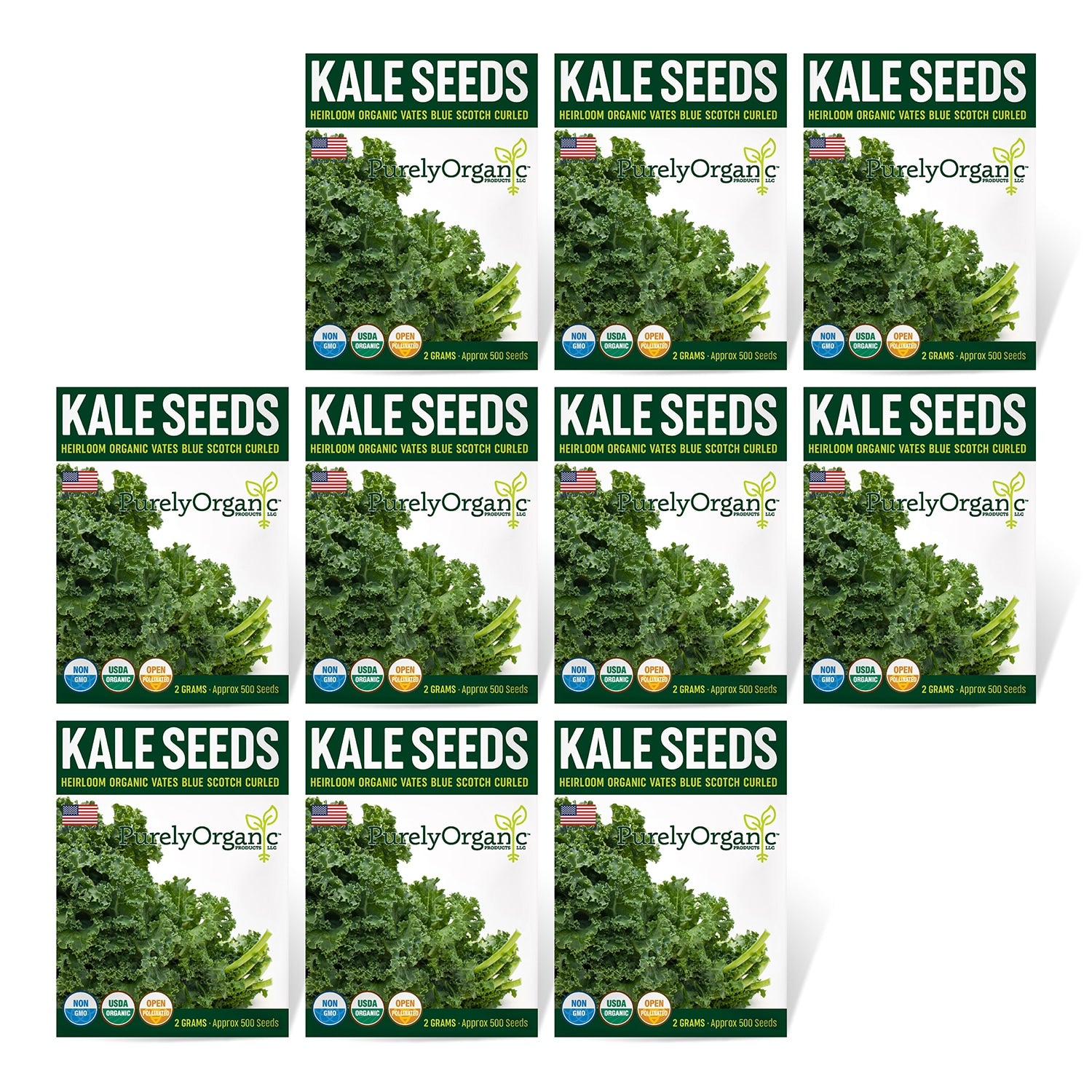 organic seeds and plants for sale Purely Organic Heirloom Kale Seeds (Vates Blue Scotch Curled)