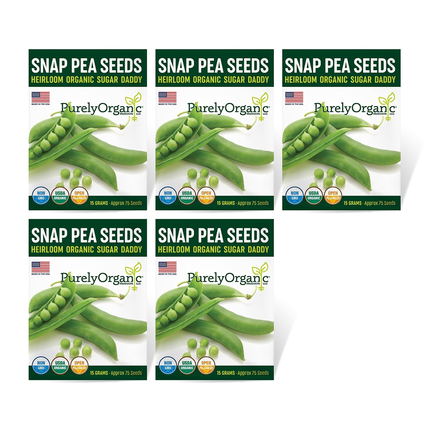 5 Pack of Purely Organic Products Snap Peas