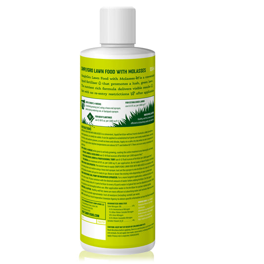 simplygro lawn food with molasses - concentrated liquid fertilizer back of bottle