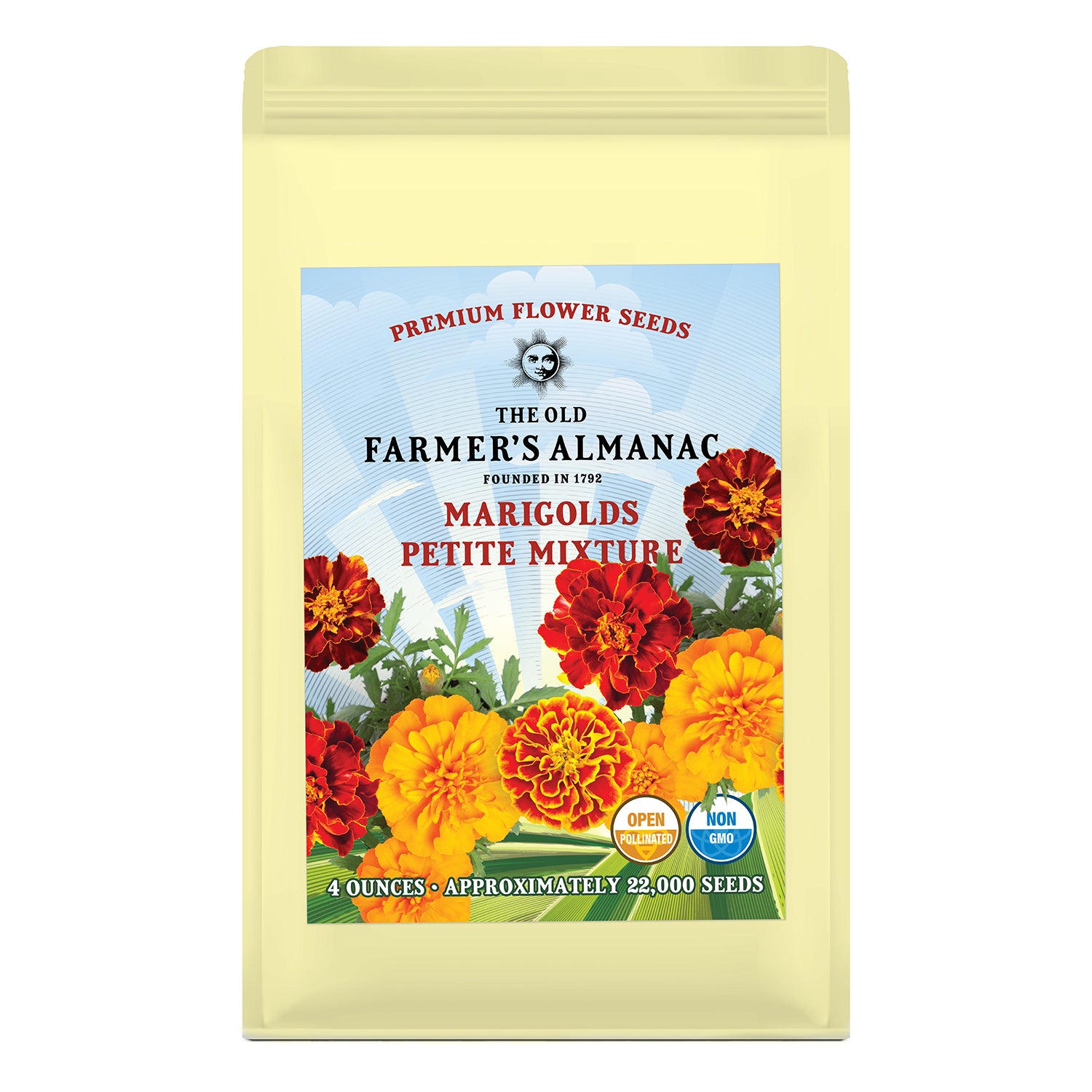 old marigold seeds The Old Farmer's Almanac Petite Mixture Marigold Seeds - Premium Non-GMO, Open Pollinated, USA Origin