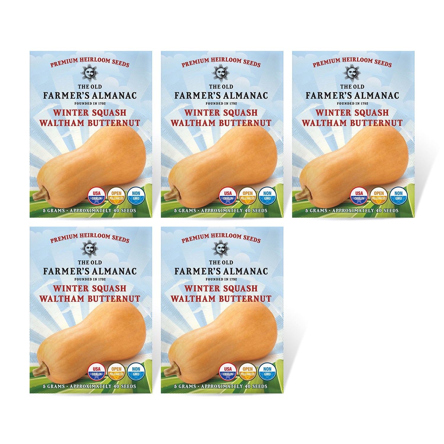 5 Pack of The Old Farmer's Almanac Butternut Squash