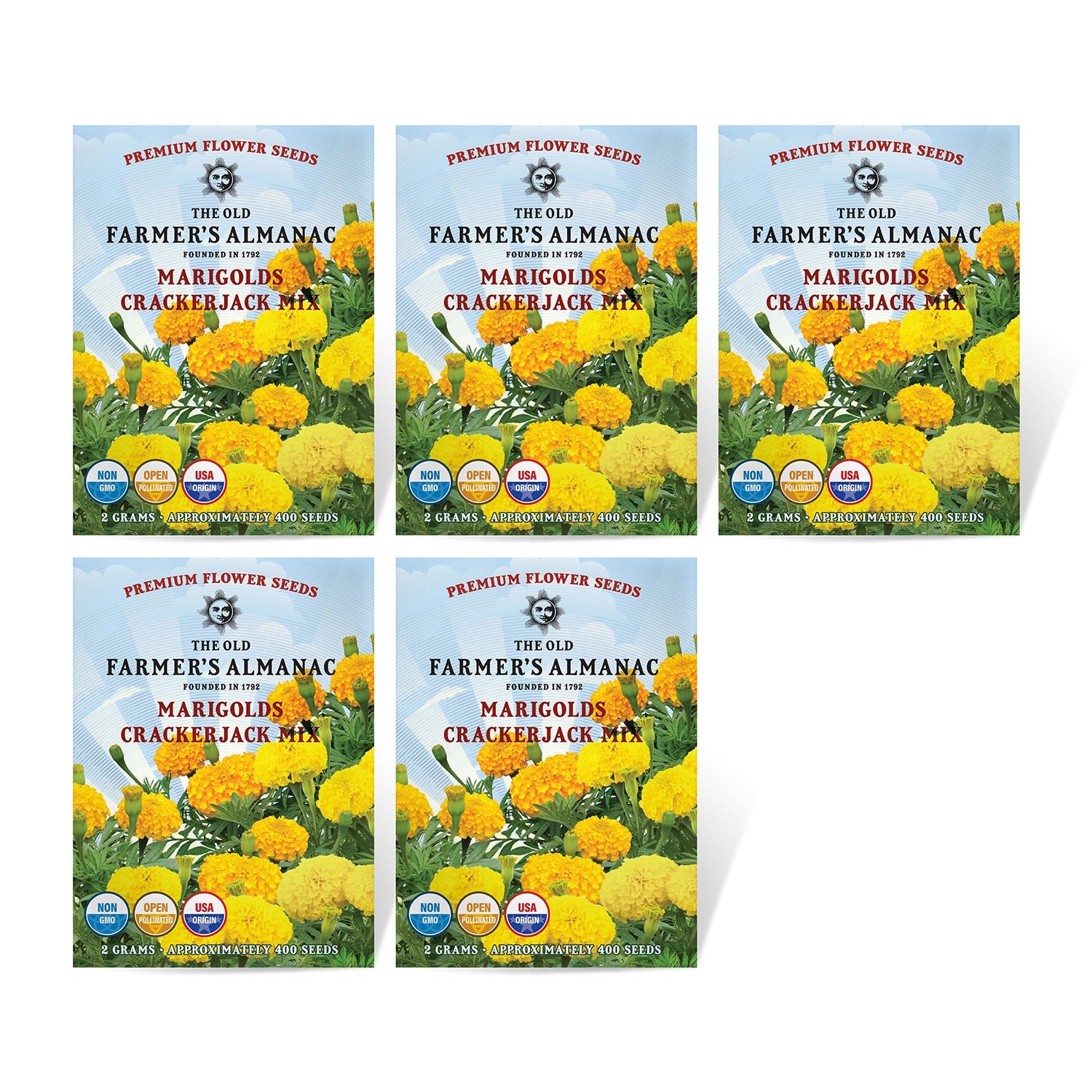 marigold seeds for sale The Old Farmer's Almanac Crackerjack Mix Marigold Seeds - Premium Non-GMO, Open Pollinated, Flower Seeds
