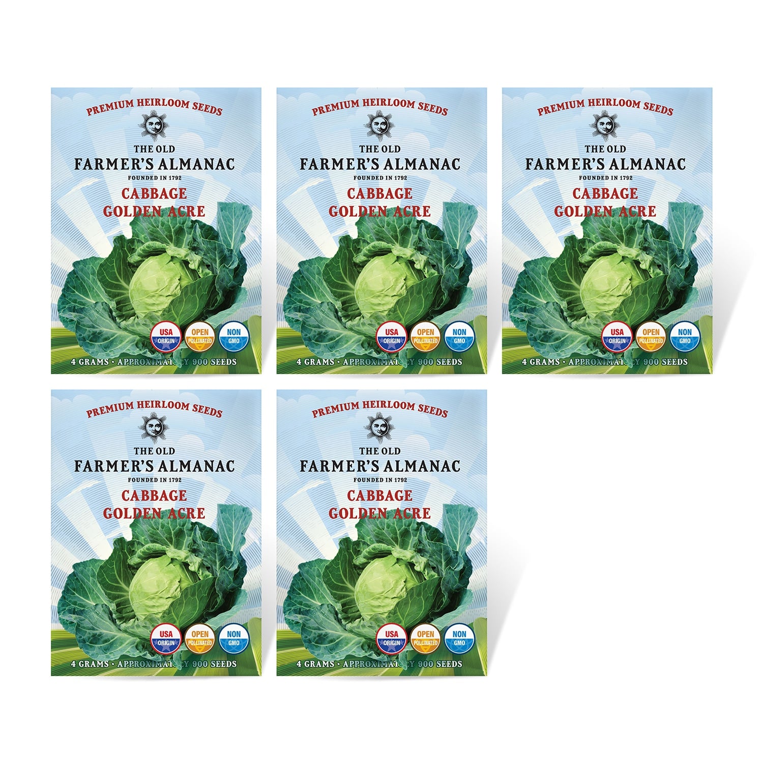 5 Pack of Purely Organic Products Cabbage