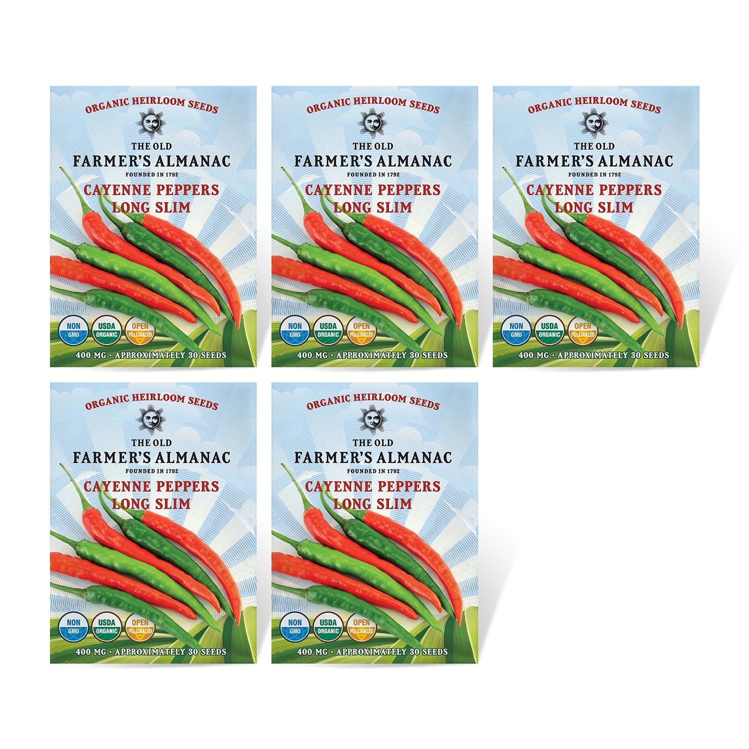 5 Pack of The Old Farmer's Almanac Cayenne Peppers
