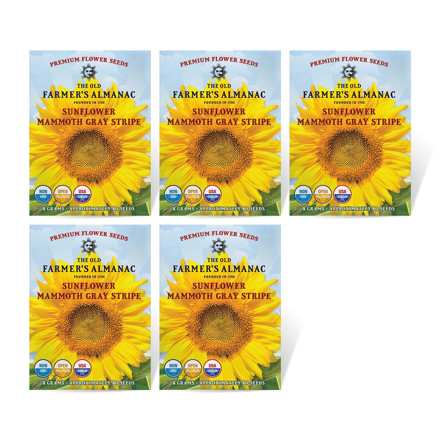 5 Pack of The Old Farmer's Almanac 
Sunflower seeds 