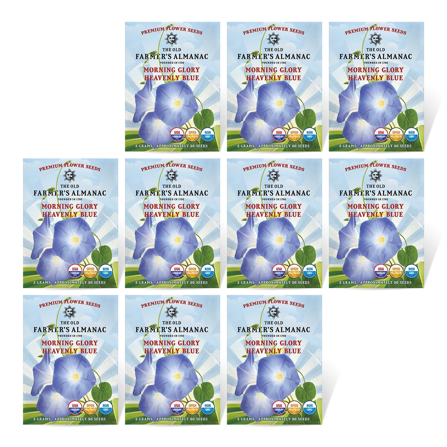 Set of 10 The Old Farmer's Almanac Morning Glory Seeds 