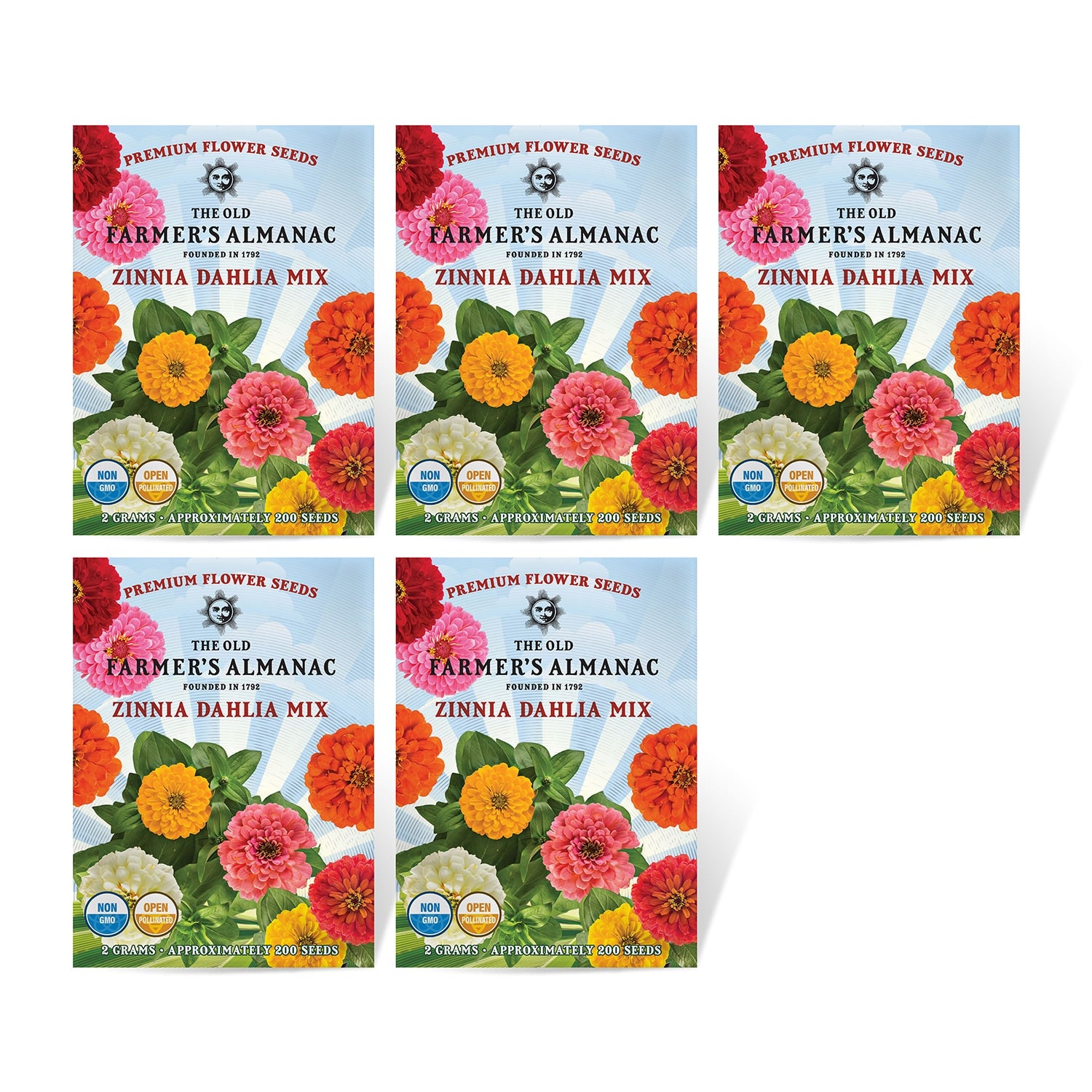 Set of 5 The Old Farmer's Almanac Zinnia Dahlia
