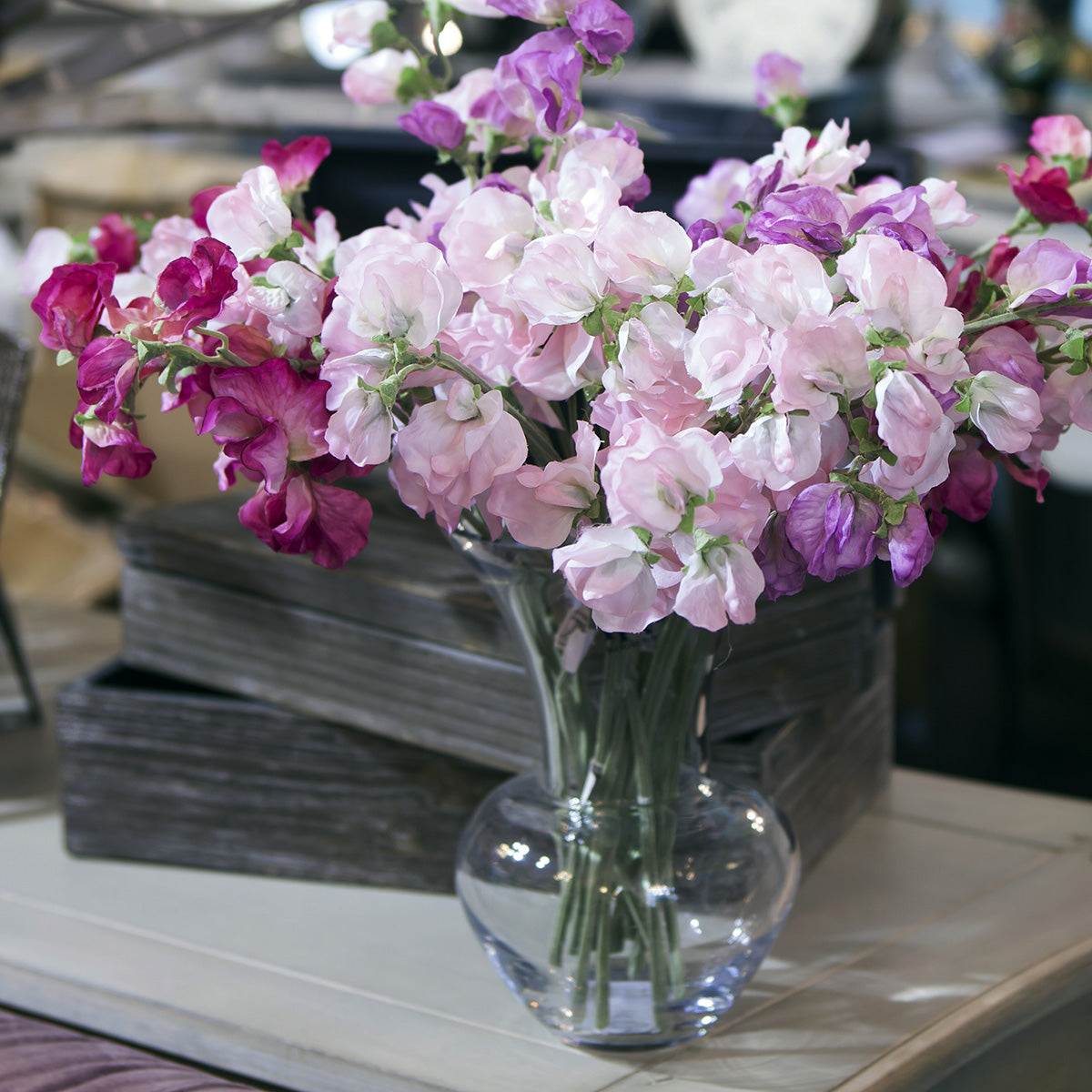 Sweet Pea Flowers in a vase 