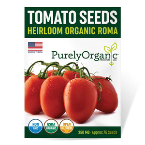 Purely Organic Roma Tomato Seeds - USDA Organic, Non-GMO, Open Pollinated, Heirloom, USA Origin, Vegetable Seeds