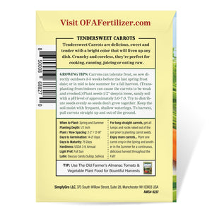 The Old Farmer's Almanac Heirloom Tendersweet Carrot Seeds - Premium Non-GMO, Open Pollinated, Vegetable Seeds
