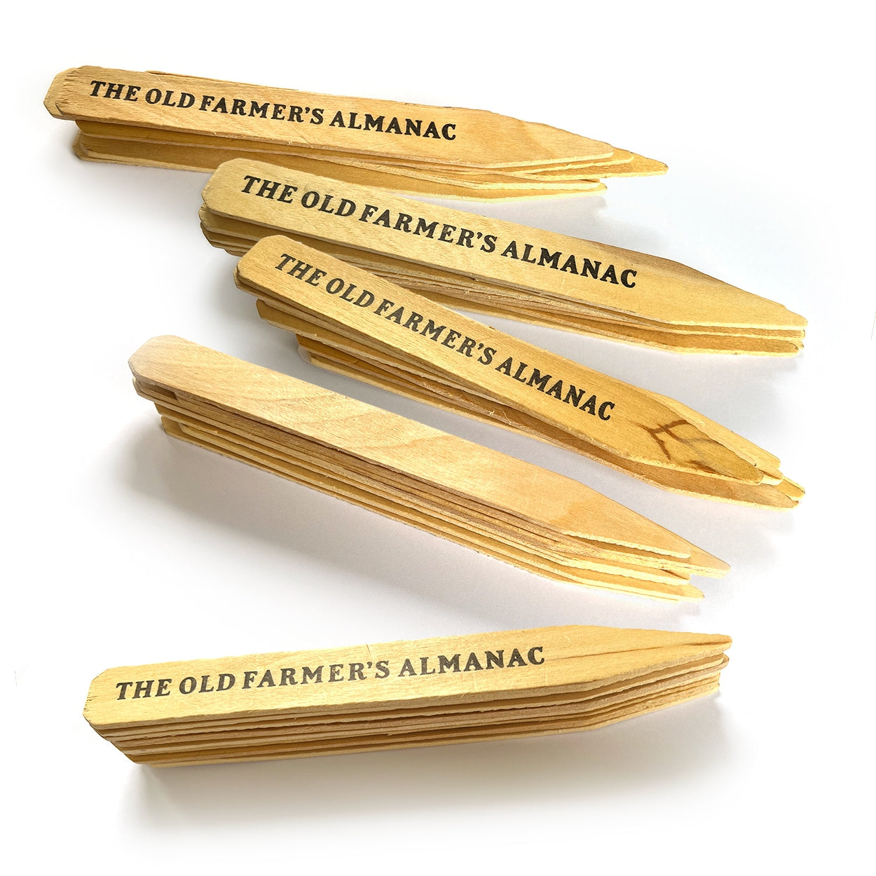 The Old Farmer's Almanac Wooden Plant Markers Stacked Up